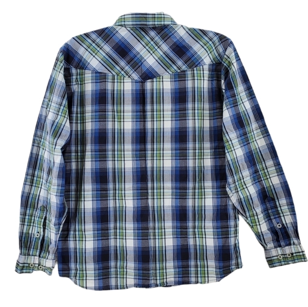 Patagonia Shirt Plaid Organic Cotton Green Blue White Button Up Mens M - Picture 13 of 13